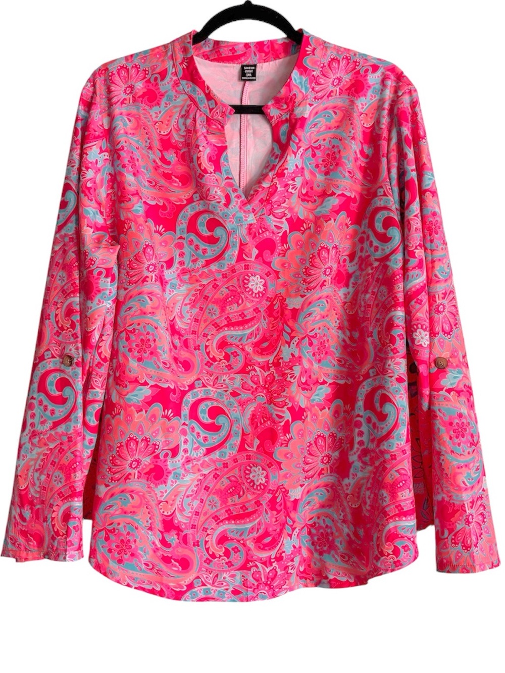 SHEIN Curve Paisley Print Long Sleeve Blouse Size 1X